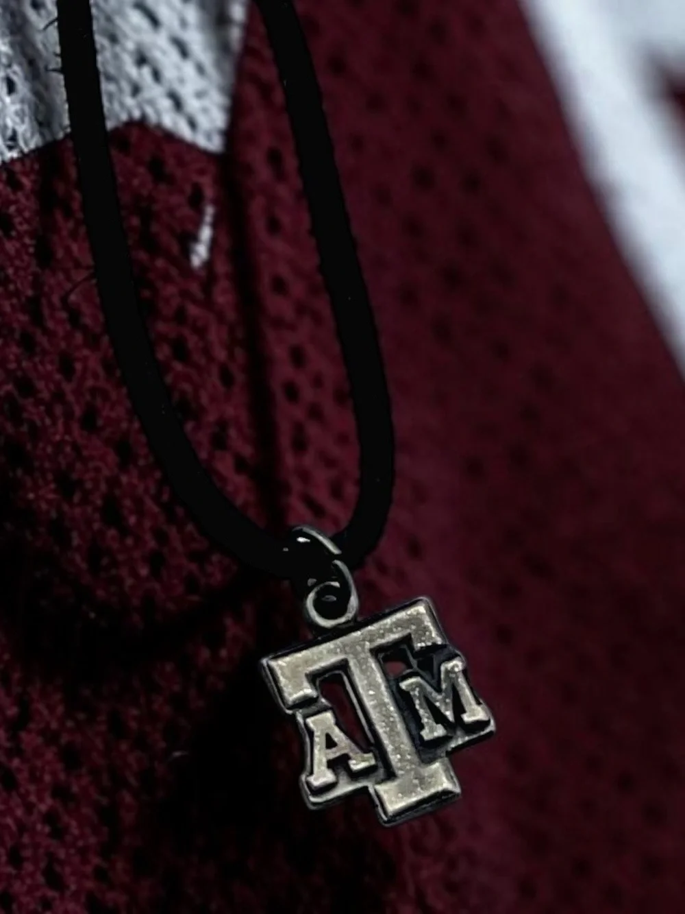 Texas A&M Aggies NCAA Logo Pewter Pendant Black Cord Necklace